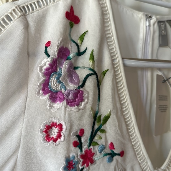 ASOS | Pink and Red Bell Sleeve Sundress MIDI with Embroidery - Picture 16 of 16